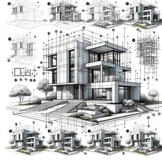 an architectural drawing shows the various sections of a house and how they are used to make it