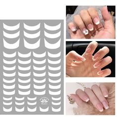 Nail Art Stickers Decals Transfers White French Nail Tips Etsy Nail Decals Designs, Nail Art French, White French Nails, French Tip Manicure, Nail Art Stencils, Nail Art 3d, Nail Stencils, French Manicure Nails, Colorful Nail