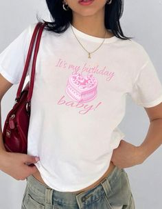 Birthday Party Baby tee Coquette y2K Cute Baby tee Birthday Girl crop top pink 90s aesthetic shirt for birthday preppy girly shirt Important: To achieve the Baby Tee look, we use Youth size heavy cotton Gildan 5000B tees. BEFORE ORDERING PLEASE MAKE SURE TO CHECK YOUR MEASUREMENTS.   Heavy Cotton Baby Tee Composition: Solid colors, 100% cotton Sport Grey - 90% cotton, 10% polyester The shoulders have twill tape for improved durability Ribbed knit highly elastic collar with seam helps retain its Pink Crew Neck Top For Birthday, Pink Letter Print Party Top, Pink Letter Print Top For Party, Trendy Pink Tops For Birthday, Trendy Pink T-shirt For Birthday, Pink Graphic Print Top For Birthday, Cute Birthday Top With Crew Neck, Pink Letter Print Top For Birthday, Cute Crew Neck Top For Birthday