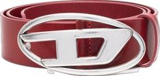 Diesel Belt, Diesel 1dr, Red Belt, Leather Logo, Hole Punch, Luxury Handbags, Leather Belt, Calf Leather, Belts