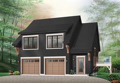 this is an artist's rendering of a two - story house with garages