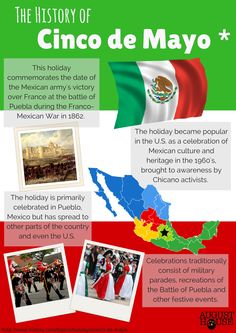 the history of cinco de mayo in mexico info sheet with pictures and captions