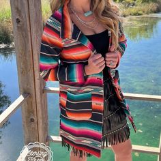 Serape Sunset Jacket* | gussieduponline Long Blazer, Color Blending, Heavy Weight, Cover Up, Coats Jackets, Long Sleeve Dress, Spandex, Blazer, My Style