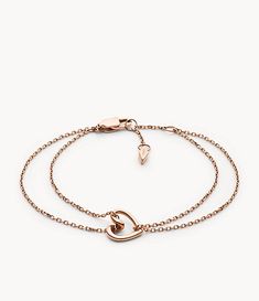 Rose Gold-Tone Stainless Steel Chain Bracelet - JOF00616791 - Fossil Rose Gold Metal Chain Bracelet, Rose Gold Metal Bracelet, Modern Rose Gold Metal Bracelet, Modern Delicate Chain Rose Gold Bracelets, Rose Gold Bracelet With Lobster Clasp, Modern Rose Gold Metal Chain Bracelet, Rose Gold Jewelry With Adjustable Chain In Stainless Steel, Rose Gold Stainless Steel Jewelry With Adjustable Chain, Minimalist Rose Gold Chain Bracelets