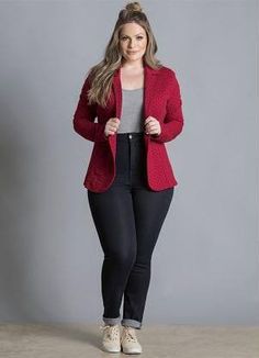 Plus Size Outfits With Sneakers, Blazer Plus Size, Ideas Clothes, Elegante Casual, Style Clothes, Plus Size Fashion For Women