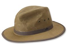 Orvis Oilcloth Hat Rugged Hunting Hat With Curved Brim, Rugged Flat Brim Hunting Hat, Rustic Curved Brim Hunting Hat, Casual Brown Hunting Hat, Casual Brown Hat For Hunting, Country Style Fedora With Flat Bill For Outdoor, Rugged Fedora With Short Brim For Outdoor, Rugged Travel Hat With Curved Brim, Rugged Fedora Hat For Outdoor