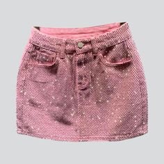 Make a bold statement and be an icon of the 2023 Summer modern with our Rhinestone Embellished Colorful Denim Skirt! This Y2K-style mini mid-waist skirt is the perfect way to stand out from the crowd and look effortlessly stylish.Why You'll Fall In Love: Y2K Vibes: Embrace the legendary fashion of the millennium with this skirt. a symbol of youthful exuberance and chic sophistication. Mini & Mid-Waist: Look chic and feel comfortable with its mini silhouette and mid-waist fit. Rhinestone Embellis Summer Party Denim Skirt, Spring Party Denim Skirt, Summer Party Denim Mini Skirt, Trendy Pink Denim Skirt, Pink Denim Mini Skirt For Summer, Cotton High Waist Mini Skirt For Night Out, High-waisted Cotton Mini Skirt For Night Out, Trendy Cotton Denim Skirt For Night Out, High Waist Cotton Mini Skirt For Night Out