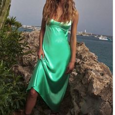 Zara Satin Midi Dress Size: S Color: Light Green New With Tags In Great Condition! Satin Midi Dress, Zara Dresses, Color Light, Light Green, Colorful Dresses, Midi Dress, Prom, Zara, Womens Sizes