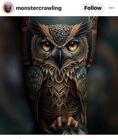 an owl with yellow eyes is shown on the instagramt page, and it appears to be in russian