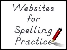 the words website for spelling practice written in black and white with a pencil on top