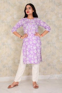 Cotton Kurti Palazzo  Set Fabric -  Cotton Work  - Printed Size available   -  S , M , L , XL , XXL Pattern -  Pattern 1 , Pattern 2 Purple Straight Kurta Set For Spring, Purple Floral Print Cotton Sets, Floral Print Cotton Pant Set, Purple Cotton Straight Kurta Set, Fitted Purple Cotton Kurta, Fitted Floral Print Cotton Pant Set, Kurti And Palazzo, Cotton Kurti Set, Kurti Palazzo Set