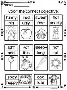 the worksheet for color the correct words in this printable activity book, which includes