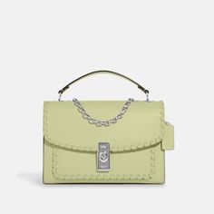 Coach Lane Shoulder Bag With Whipstitch Sv/Pale Lime Product Details Refined Pebble Leather And Smooth Leather Inside Multifunction Pocket Center Zip Compartment Turnlock Closure, Fabric Lining Outside Open Pocket Handles Convert To Shoulder Strap With 19 1/4" Drop 10 1/4" (L) X 7" (H) X 4" (W) Style No. Ca239 Coach Outlet, Signature Canvas, Crossbody Clutch, 7 H, Pebbled Leather, Smooth Leather, Coach Bags, Camera Bag, Bags Handbags