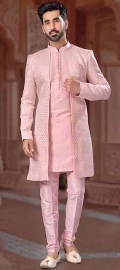 Pink and Majenta color IndoWestern Dress in Jacquard fabric with Thread, Zari work Pink Jacquard Dress For Wedding, Party Wear Indowestern Dresses, Indowestern Dress, Indo Western Dress, Zari Work, Thread Work, Jacquard Fabric, Wear Pink, Party Wear