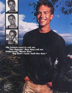 a man is smiling and posing for a magazine cover with pictures of him on it