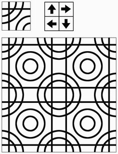 an image of a quilt pattern with circles and arrows in the center, as well as two