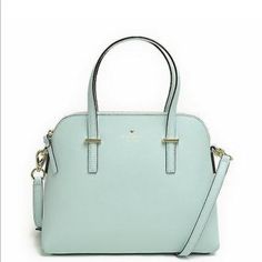 Brand New Kate Spade Cedar Street Maize Handbag In The Color Grace Blue. It Has Gold Accents And Zippers, Comes With The Original Tag, Care Card And Dust Bag As Well As The Brand New Crossbody Strap. Beautiful Mint Colored Saffiano Leather! Luxury Light Blue Office Bag, Light Blue Top Handle Bags For Office, Elegant Light Blue Shoulder Bag With Gold-tone Hardware, Chic Light Blue Formal Bag, Classic Light Blue Travel Bag, Light Blue Formal Bags With Gold-tone Hardware, Elegant Light Blue Top Handle Bag, Formal Light Blue Bags With Gold-tone Hardware, Elegant Light Blue Travel Bag