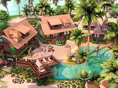 an artist's rendering of a tropical resort