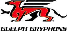 the logo for gulph gyrphons is shown in black and red