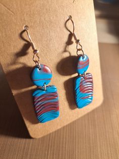 Beautiful statement earrings made by me.  Made using fimo clay.  MBM x Fimo Clay, Statement Earrings, Violet, Jewelry Earrings Dangle, Dangle Drop Earrings, Dangle Earrings, Handmade Items, Jewelry Earrings, Gift Card