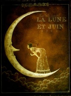 an image of a woman on the moon with words written below it that read la lune et sun