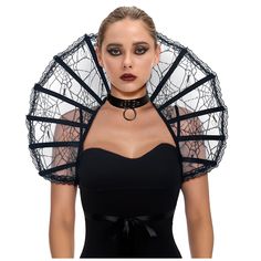 PRICES MAY VARY. Package Include: Renaissance Gothic Standing Collar Vampire Stand Up Lace Collar with Feather *1 Material: Made with high-quality materials including a mesh-boned support for added shape and structure with no itching. Real Natural Feather Promises durability and comfort, ensuring you look and feel regal throughout your event. Stand Up Structure Design: The mesh boned queen standing collar provides a mix of elegance and rigidity, ensuring the choker retains its shape while giving Evil Queen Costume, Elizabethan Collar, Victorian Halloween, Prom Costume, Lace Costume, Lace Cape, Vintage Halloween Costume, Burlesque Costume, Vampire Costume