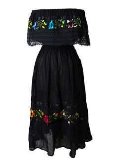 Mexican Dresses | Officialfiesta.com. These are traditional Mexican dresses commonly used at Fiestas like 5 de Mayo that feature embroidered flower designs. Crochet Mexican, Traditional Mexican Dress, Off Shoulder Style, Mexican Embroidered Dress, Fiesta Dress, Dama Dresses, Mexican Fashion, Mexican Outfit, Mexican Dress