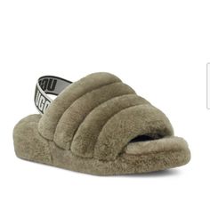 Nwot, Only Worn Once In My House. Size 8. Color: Burnt Olive Grey Ugg Slippers, Black Ugg Slippers, Ugg Dakota Slippers, Fluff Yeah Slide, Ugg Coquette, Ugg Tasman Slippers, Ugg Style, Shoes Ugg, Shearling Slippers