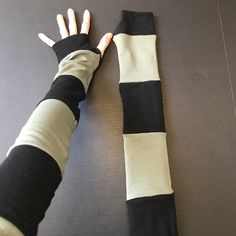 Bundle & Save On Shipping! Long Striped Gloves Army Green Hand Warmers Black Armwarmers Patchwork Sleeves These Are Hand Made In The Usa By Me! Long Black & Army Green Striped Patchwork Arm Warmers With Thumb Holes. Can Also Be Worn Reversed With The Stitching Showing! Very Soft Terry-Cloth Like Interior. Over The Elbow Length. I Also Make These In More Color Variations! Arm Warmers Are Great For Keeping You Warm Inside And Outside, Protecting You Against The Sun While Driving Or Covering Scars, Black Warm Leg Warmers One Size, Black One-size Warm Leg Warmers, Black One Size Leg Warmers, Black Warm One-size Leg Warmers, Winter Cotton Black Leg Warmers, Black Warm Leg Warmers For Winter, Black Cotton Leg Warmers For Winter, Black Cotton Leg Warmers For Fall, Black Winter Leg Warmers