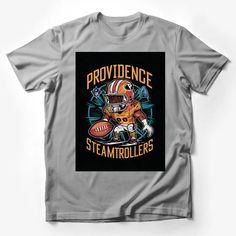 Providence Steamrollers Football Mascot T-Shirt, Vintage Sports Tee, Retro Athletic Fan Gear, Unique Graphic Design Shirt Male T-Shirt Custom graphic T-Shirt.Customize your color Unisex Fashion Streetwear, Graphic Design Shirt, Sports Team Apparel, Unique Graphic Design, Mens Tops Fashion, Metal T Shirts, Mens Athletic Wear, Retro Sports, Retro Graphic Tees