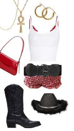 Red Festival Outfit, Party Fit Ideas, Ab Outfits, Fotos Outfits, Outfits Layout, Pretty Summer Outfits, Country Fits, Festival Fits, Outfit Ideas 2024