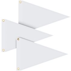 two white pennants with gold rivets on them