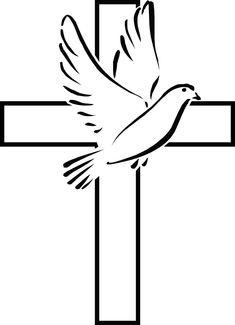 a cross with a bird flying over it