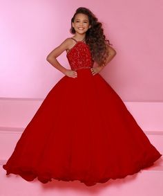 Sugar-Kayne-c143-Red-girls-pageant-ballgown-high-neckline-embellished-lace-organza-kids-gown Hot Pink Prom Dresses, Pink Pageant Dress, Pageant Dresses For Teens, Pageant Life, Red Ball Gown, Royal Yellow, Pageant Gown, Dress Colors, Girls Pageant Dresses