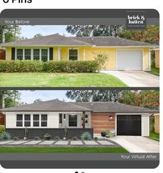 before and after photos of a house in the same color as it appears on this real estate