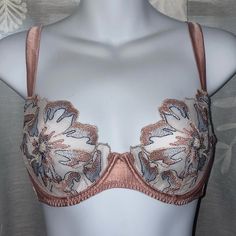 Stunning Camelia Court Underwire Demi Bra By Myla. Size 34c. Brand New With Tags. Blush Satin With Metallic And Tulle Floral Pattern Cups Featuring Darts For Shaping, Adjustable Back Straps, Back Double Hook & Eye Closure. Retails For 125, Which Is Equivalent To $160 Us. Elegant Pink Summer Bra, Underwire Sports Bras, Front Closure Bra, Cropped Camisole, Corset Bra, Gray Sports Bra, Unlined Bra, Racerback Bra, Red Lingerie