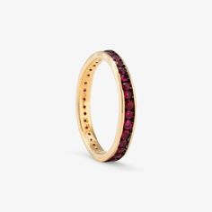 Ruby Bands, Black Rhodium, Magpie, Rhodium Plated, Red Color, Natural Stones, Gemstone Rings, Ruby, 18k Gold