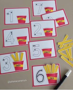 the numbers are cut out and placed on top of each other to make them look like french fries