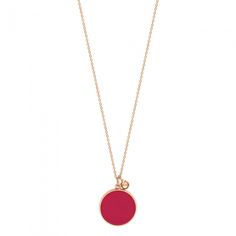 NECKLACE - Maria coral disc on chain | Ginette NY Red Amulet Style Round Pendant Jewelry, Red Amulet Pendant, Red Circular Jewelry For Gifts, Red Circle Jewelry For Gift, Red Amulet Medallion Jewelry, Red Medallion Jewelry For Gifts, Coral And Gold, Gold Disc, Rose Gold Necklace