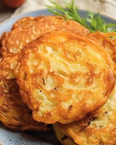 some food is sitting on a blue plate