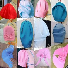 several images of hats with bows on them