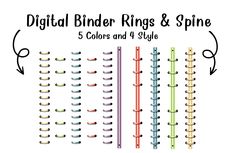 the digital binder rings and spirals are all different colors