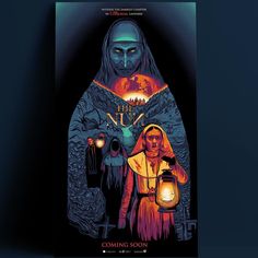 the nun movie poster with an evil woman holding a lantern