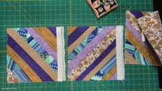 the quilts are laid out on the cutting board