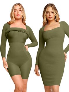 PRICES MAY VARY. 【8 IN 1 DESIGN DETAILS】The 8 in 1 body shaping dress is a must-have item! The compressive butt design creates a peach butt. Double-layer abdominal tightening mesh tightens your belly. Detachable cups provide you with versatile wearing methods. Unique body shaping technology creates a perfect hourglass figure for you. Outer fitted dress is a good way to highlight your fashion taste. 【UNIQUE BUILT IN SHAPEWEAR DESIGN】This is not a simple Bodycon dress, it is a fitted dress with a Long Sleeve Midi Dress Bodycon, Simple Bodycon Dress, Fall Cocktail Dress, Hourglass Dress, Shapewear Dress, Outfits Petite, Bodycon Dress Parties, Summer Dress Outfits, Under Dress