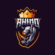 the rhino logo on a dark background