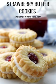 My regular 3 ingredient butter cookie recipe just got glorified into stunning Strawberry Butter Cookies. They are light, crisp, and super easy to make.

Sandwiched together with jam and buttercream creating an impressively beautiful batch of cookies. 3 Ingredient Butter Cookies, Resep Makanan Beku, Strawberry Butter, Cookie Recipes Homemade, Delicious Cookie Recipes, I Quit