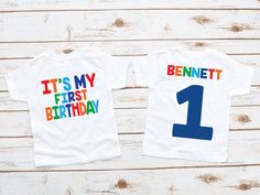 two children's t - shirts with the number two printed on them