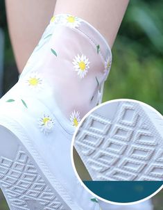 2 Pairs Flowers Printed Transparent Rain Boots — Obiono Waterproof White Boots For Spring, White Waterproof Boots For Spring, White Waterproof Rain Boots For Spring, Frog Rain Boots, Yellow Rain Boots Aesthetic, Rain Boots Flower, Floral Rain Boots, Ankle-high Rain Boots With Rubber Sole For Outdoor, Shoe Cover