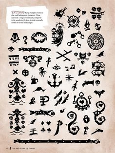 an old paper with various symbols on it